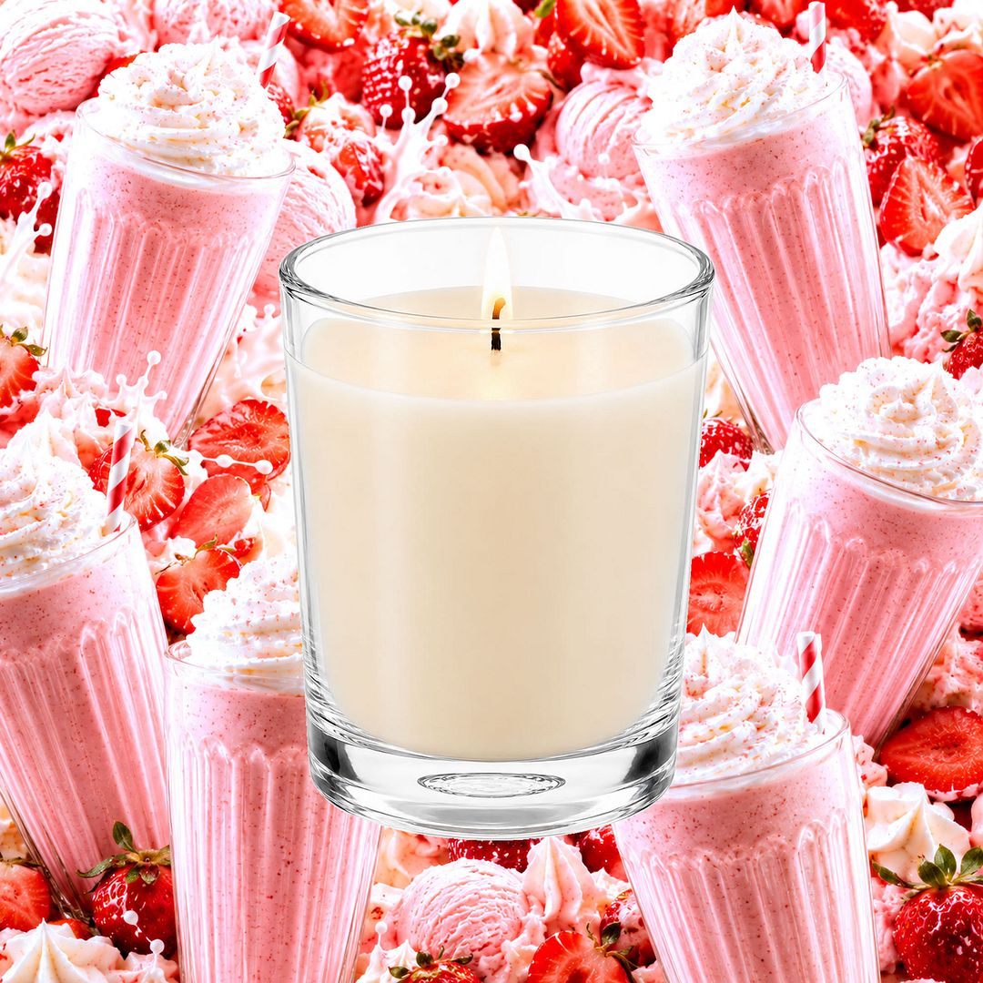 Strawberry Milkshake Scented Votive Candles eco soy plant based – vegan, cruelty-free featuring creamy strawberry milkshake sweetness, handmade in Australia.