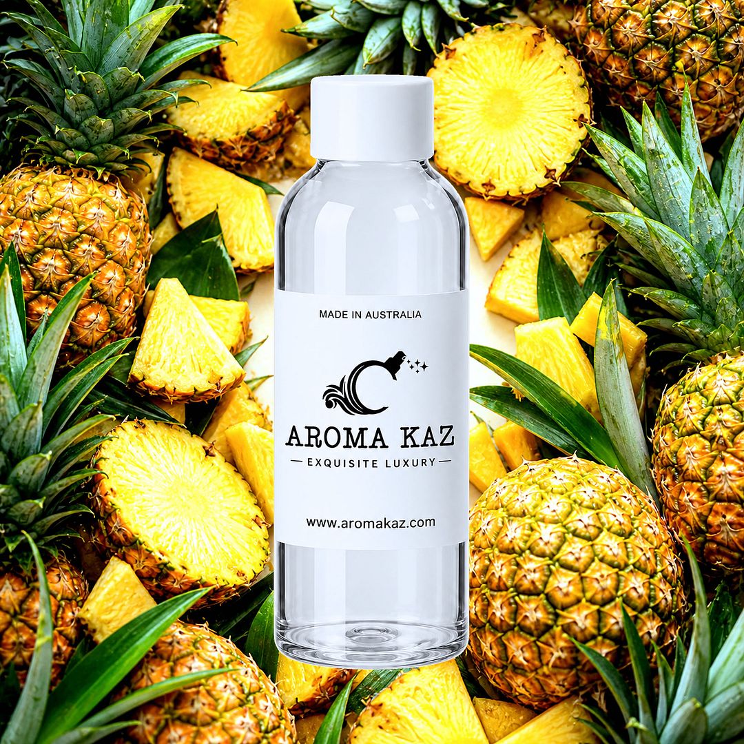Fresh Pineapples fragrance oil for candle making, soap making and perfume blending – vegan, cruelty-free featuring juicy sweet pineapple notes, handmade in Australia.