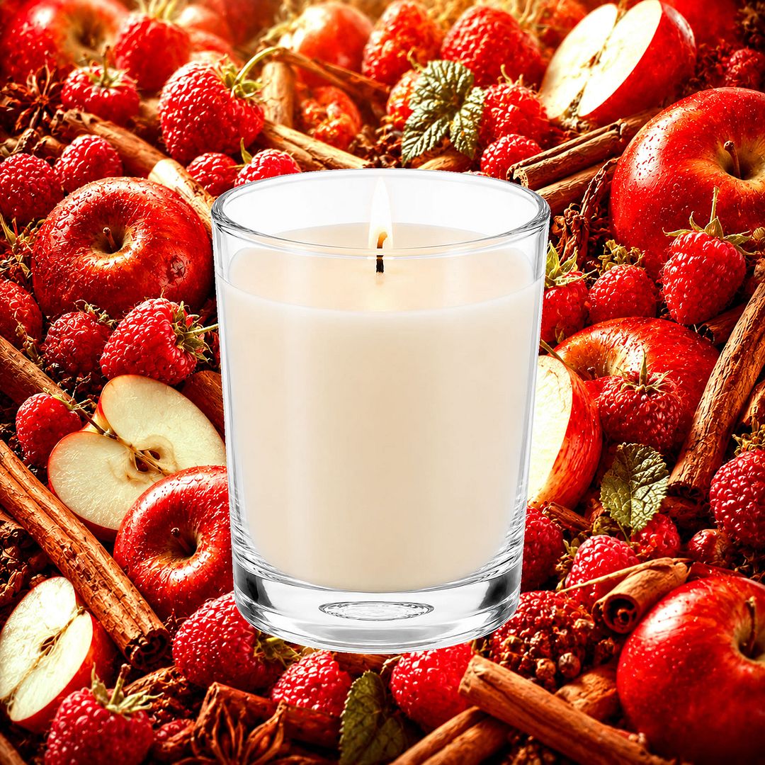 Apple Cinnamon Raspberry Scented Votive Candles eco soy plant based – vegan, cruelty-free featuring fruit-spice blend with sweet apple, raspberry and cinnamon, handmade in Australia.