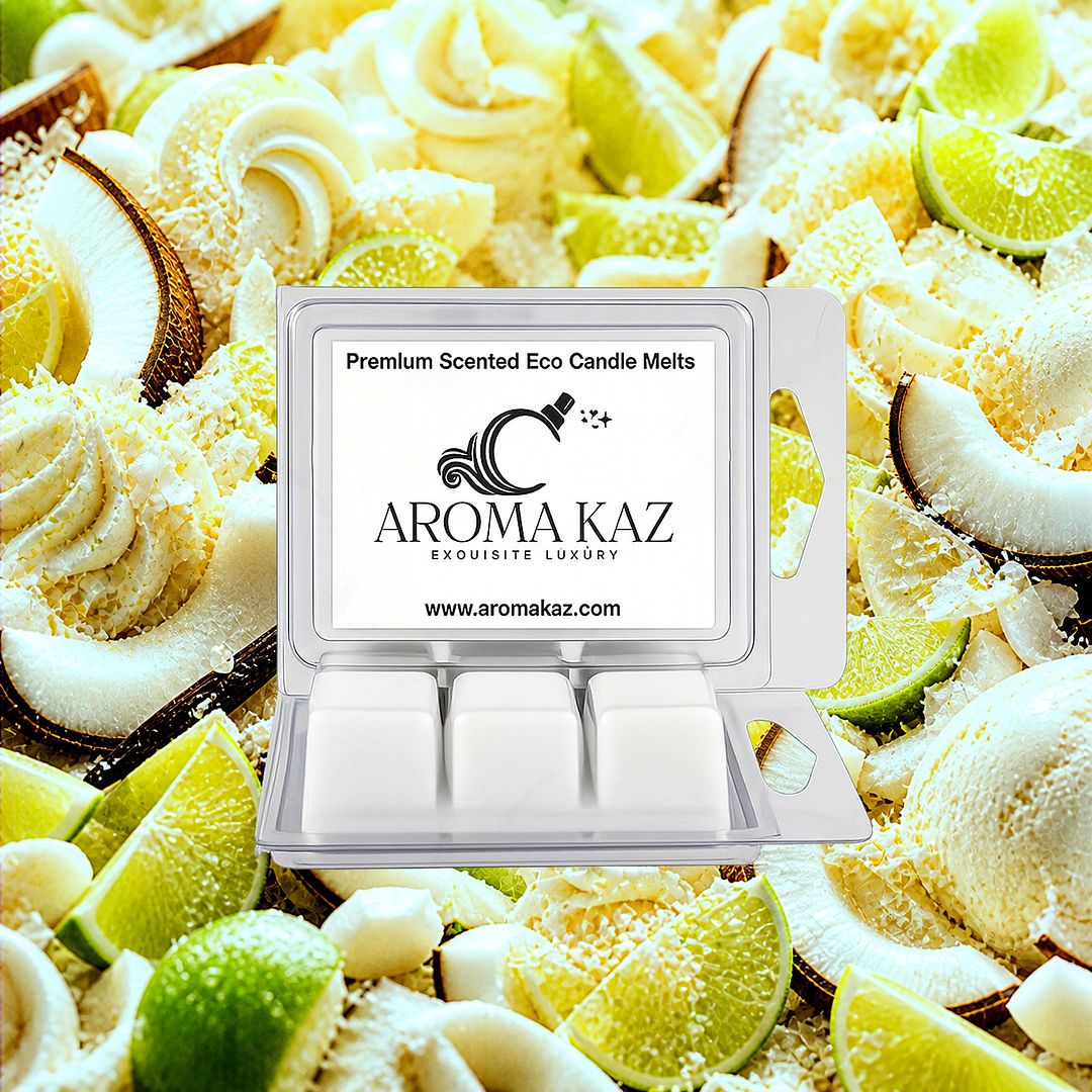 Tahitian Coconut Lime eco soy wax melts – vegan, cruelty-free featuring creamy coconut and zesty tropical lime, handmade in Australia.
