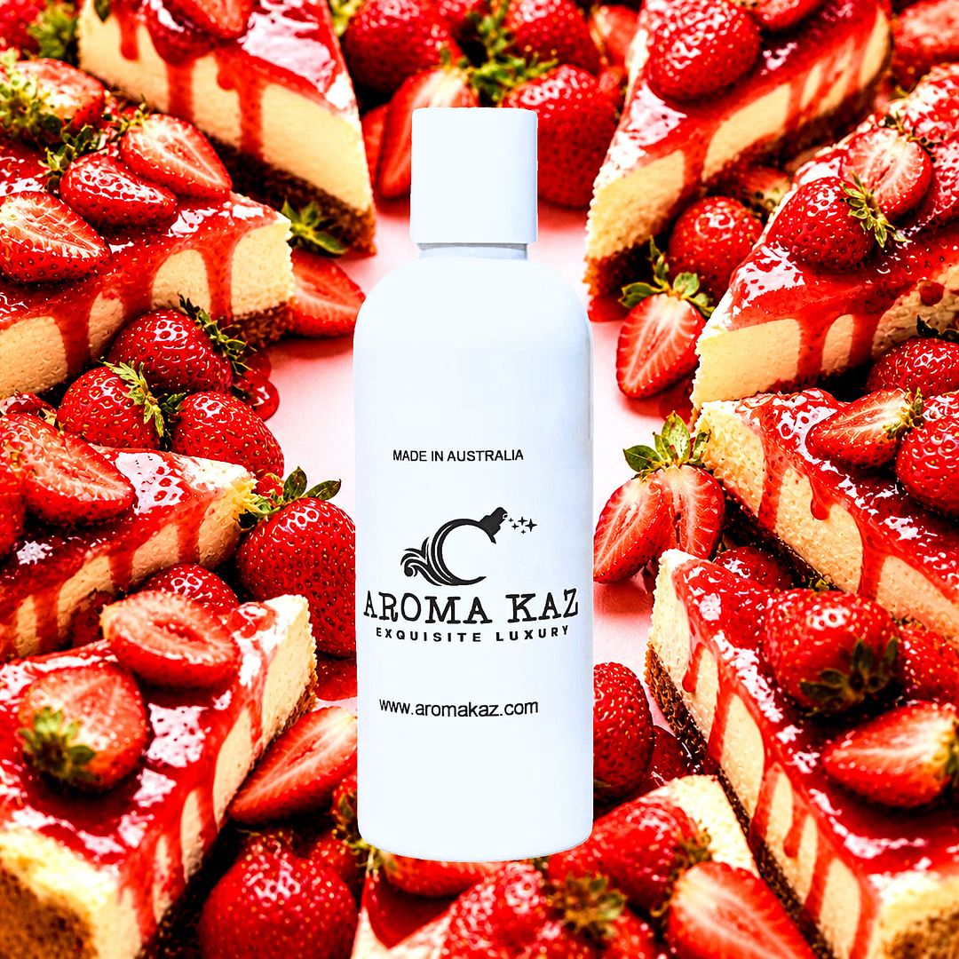 Strawberry Cheesecake Body Massage Oil – vegan, cruelty-free, plant-based hydrating oil with creamy strawberry cheesecake dessert aroma, handmade in Australia.