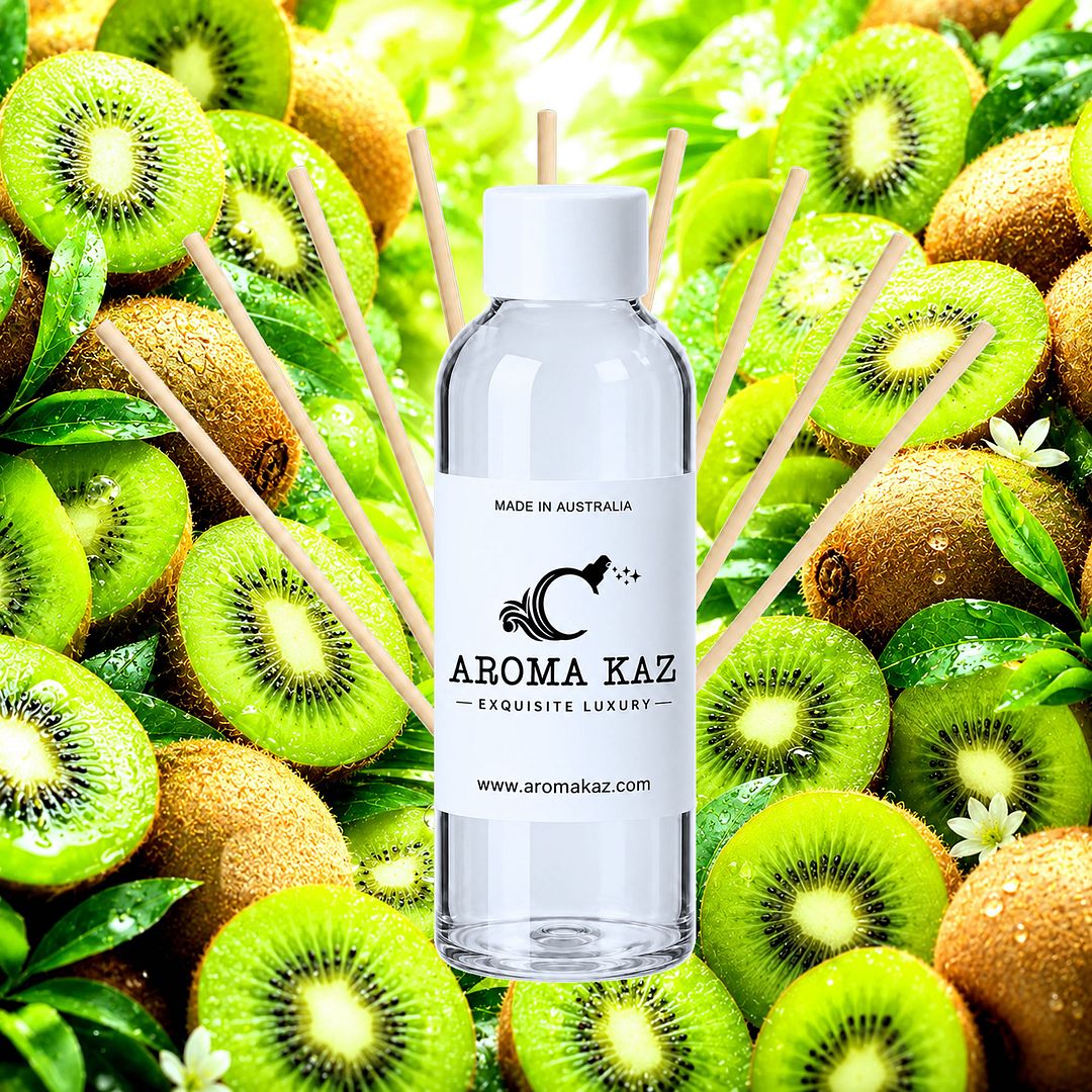 Kiwi Fruit Diffuser Fragrance Oil Refill – vegan, cruelty-free featuring fresh kiwi fruit notes, handmade in Australia.