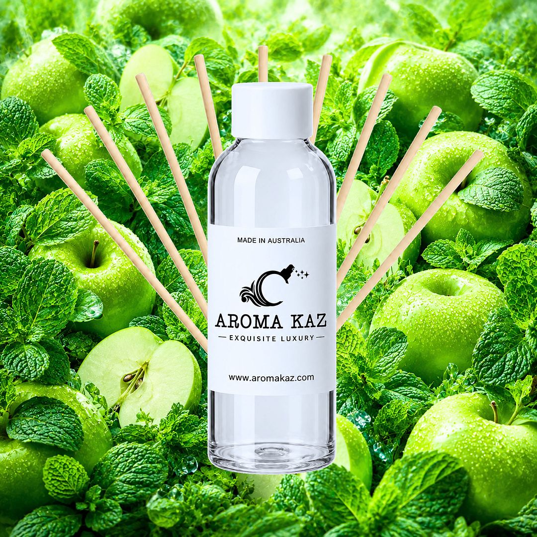 Apple Mint Diffuser Fragrance Oil Refill – vegan, cruelty-free featuring crisp apple and cool mint notes, handmade in Australia.