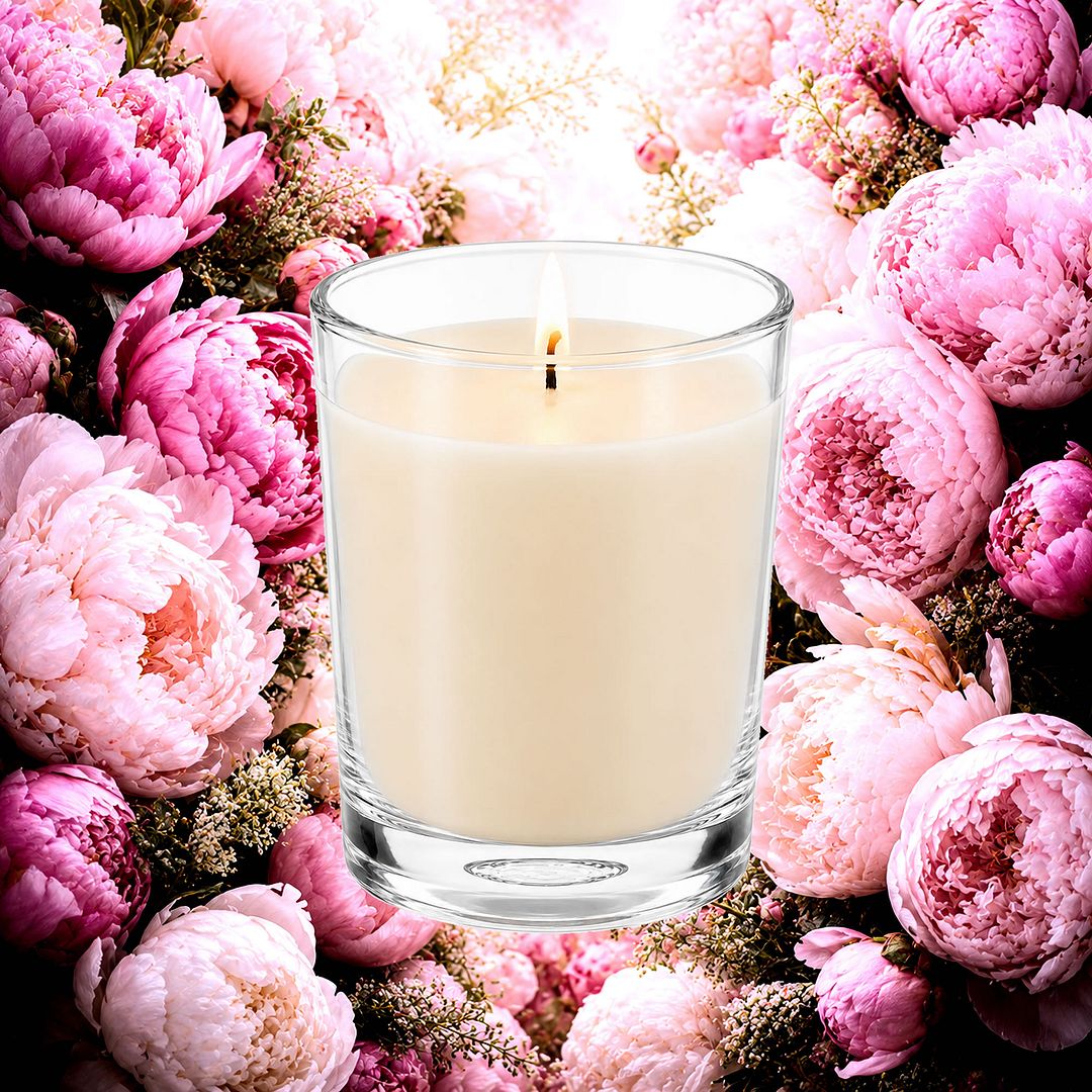 Peony Scented Votive Candles eco soy plant based – vegan, cruelty-free featuring soft romantic peony blossoms, handmade in Australia.