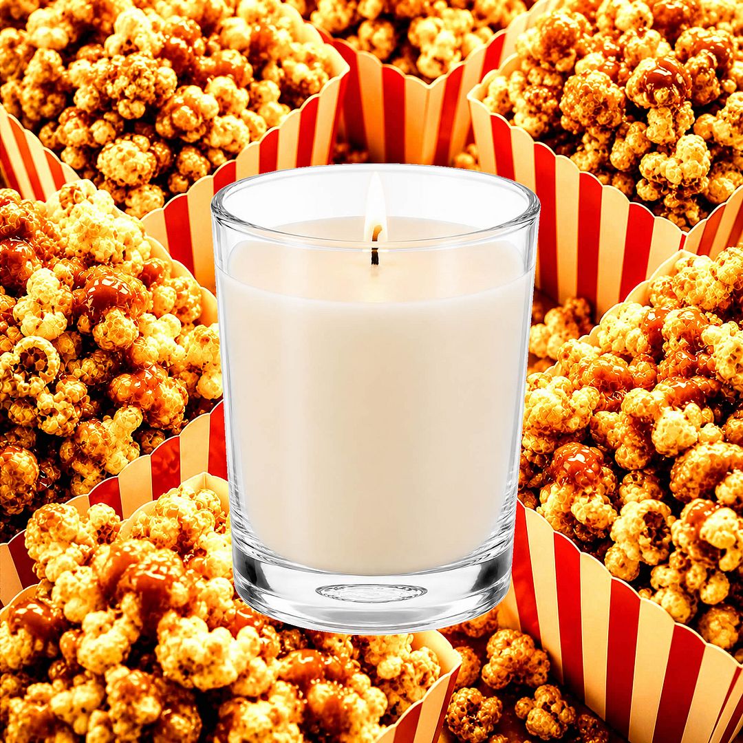 Caramel Popcorn Scented Votive Candles eco soy plant based – vegan, cruelty-free featuring buttery caramel popcorn aroma, handmade in Australia.