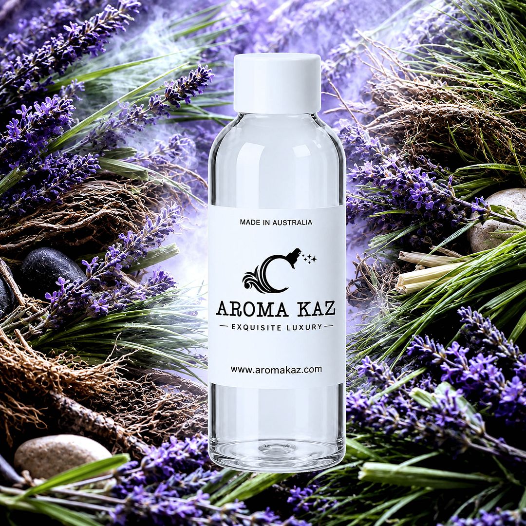 Vetiver & Lavender fragrance oil for candle making, soap making and perfume blending – vegan, cruelty-free featuring floral lavender and earthy vetiver, handmade in Australia.