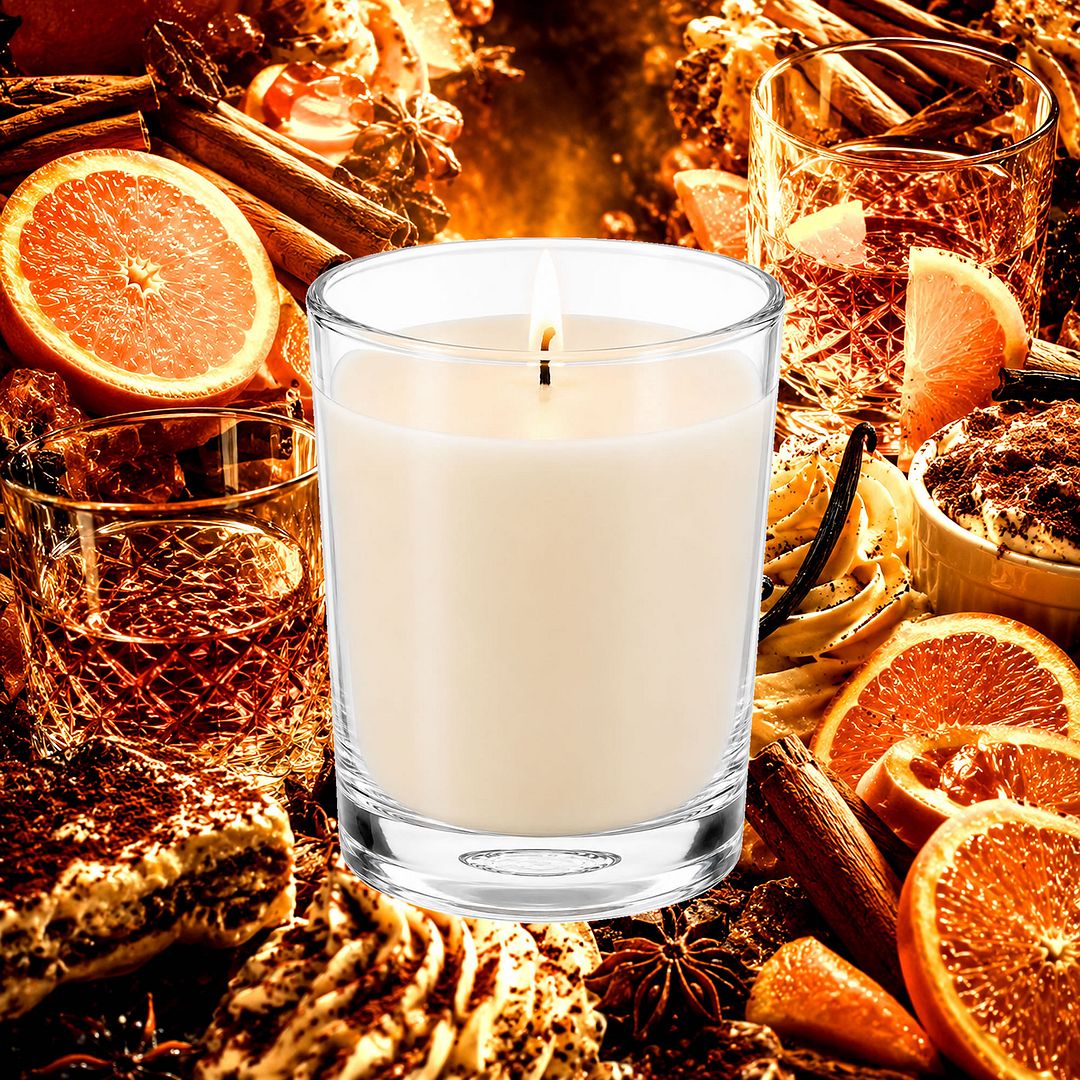 Orange Whisky & Cocoa Scented Votive Candles eco soy plant based – vegan, cruelty-free featuring rich cocoa, warm whisky, and bright orange zest, handmade in Australia.