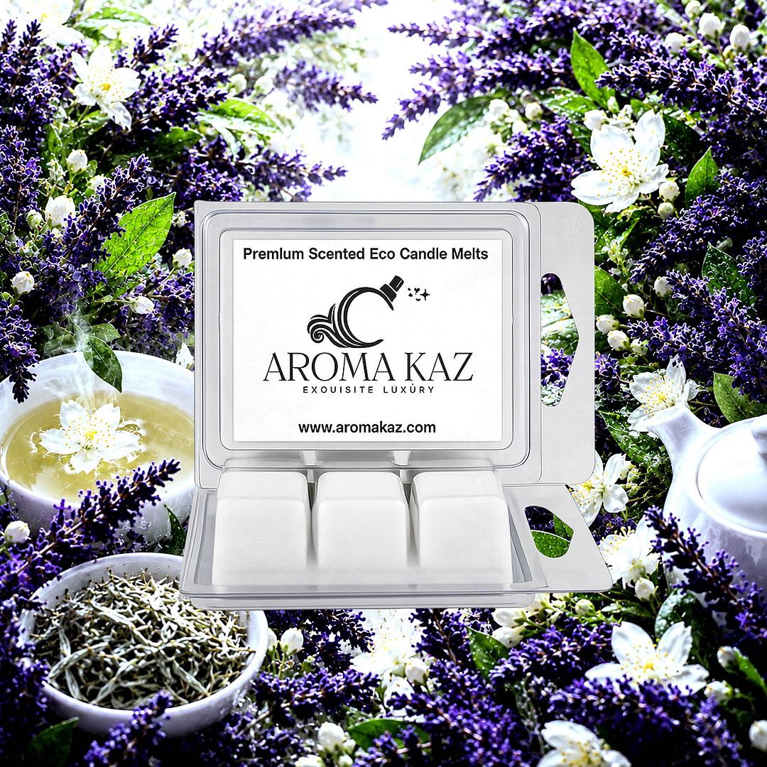 White Tea & Lavender eco soy wax melts – vegan, cruelty-free featuring fresh floral lavender and sweetened white tea, handmade in Australia.