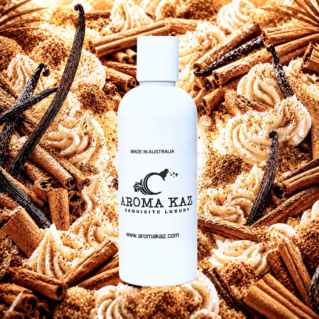 Creamy Cinnamon Vanilla Body Massage Oil – vegan, cruelty-free, plant-based hydrating oil with warm cinnamon and creamy vanilla notes, handmade in Australia.