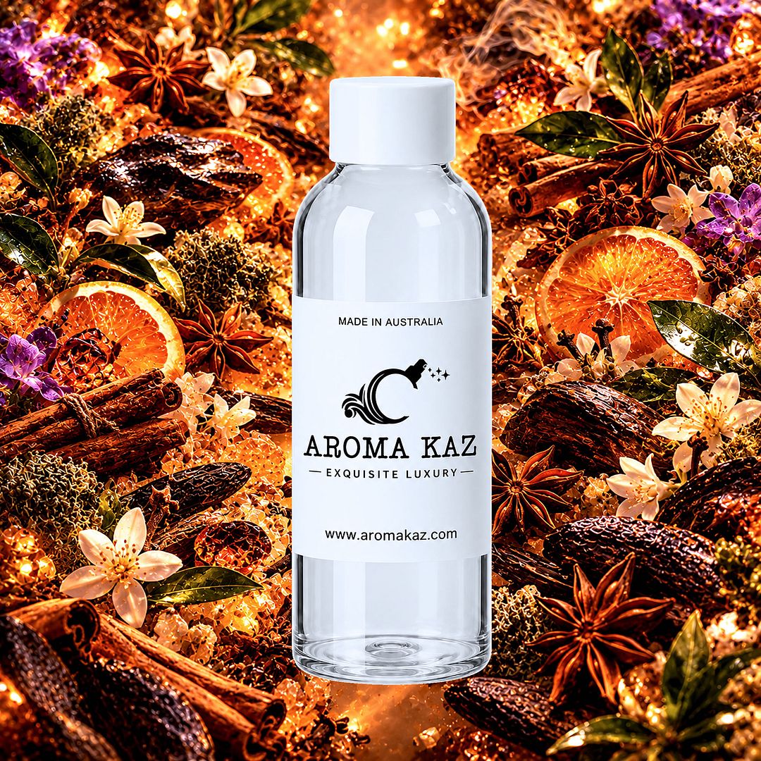 Mystic Arabian Knights fragrance oil for candle making, soap making and perfume blending – vegan, cruelty-free featuring deep exotic spices, warm woods, and rich amber, handmade in Australia.