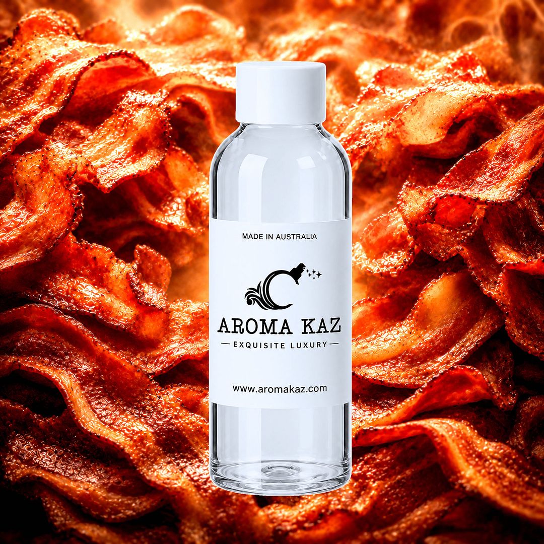 Bacon fragrance oil for candle making, soap making and perfume blending – vegan, cruelty-free featuring a smoky bacon fragrance, handmade in Australia.