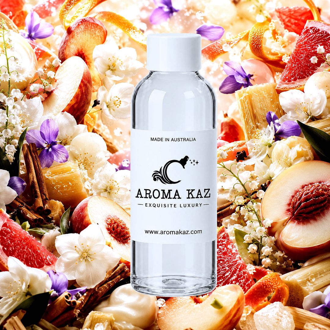 White Floral Nectarines fragrance oil for candle making, soap making and perfume blending – vegan, cruelty-free featuring soft white florals and ripe nectarine sweetness, handmade in Australia.