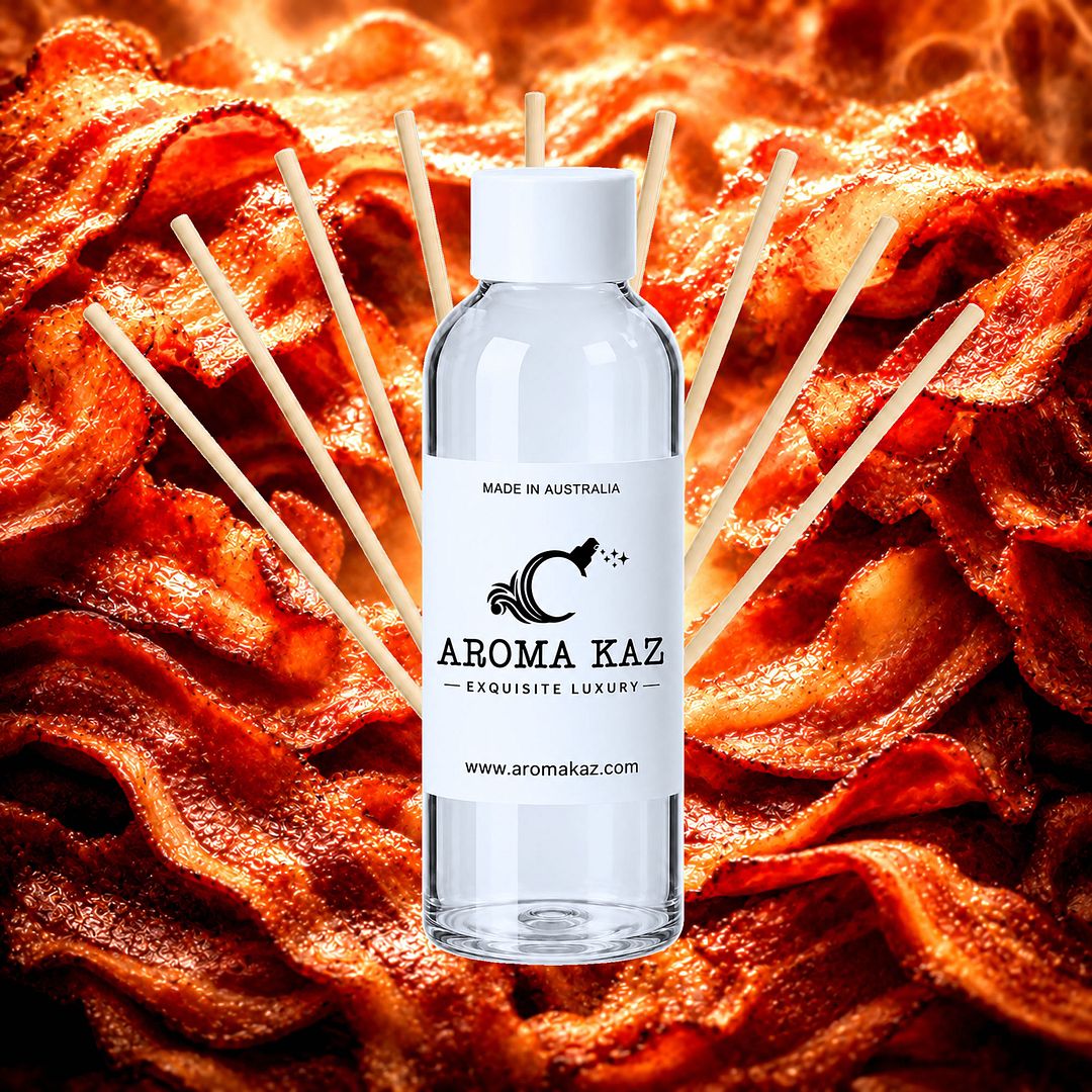 Bacon Diffuser Fragrance Oil Refill – vegan, cruelty-free featuring a smoky bacon fragrance, handmade in Australia.