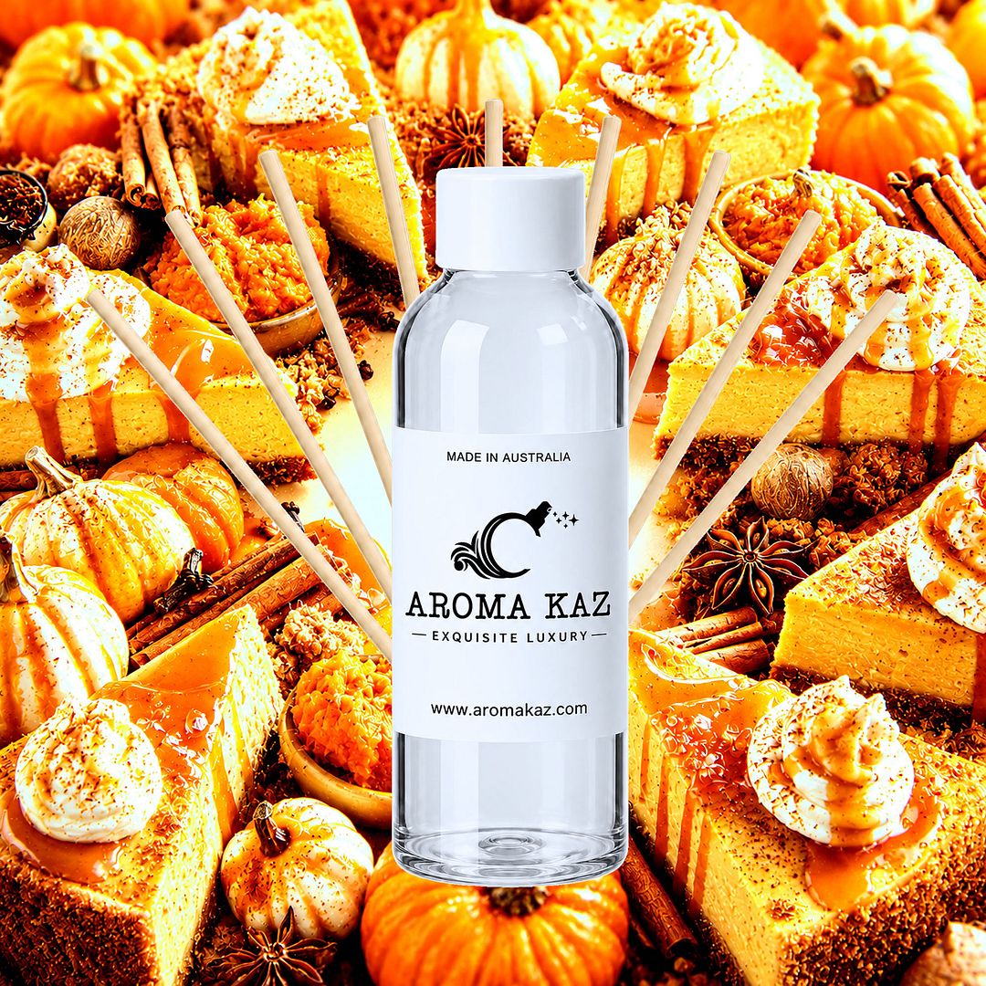 Pumpkin Cheesecake Diffuser Fragrance Oil Refill – vegan, cruelty-free featuring creamy spiced pumpkin dessert aroma, handmade in Australia.