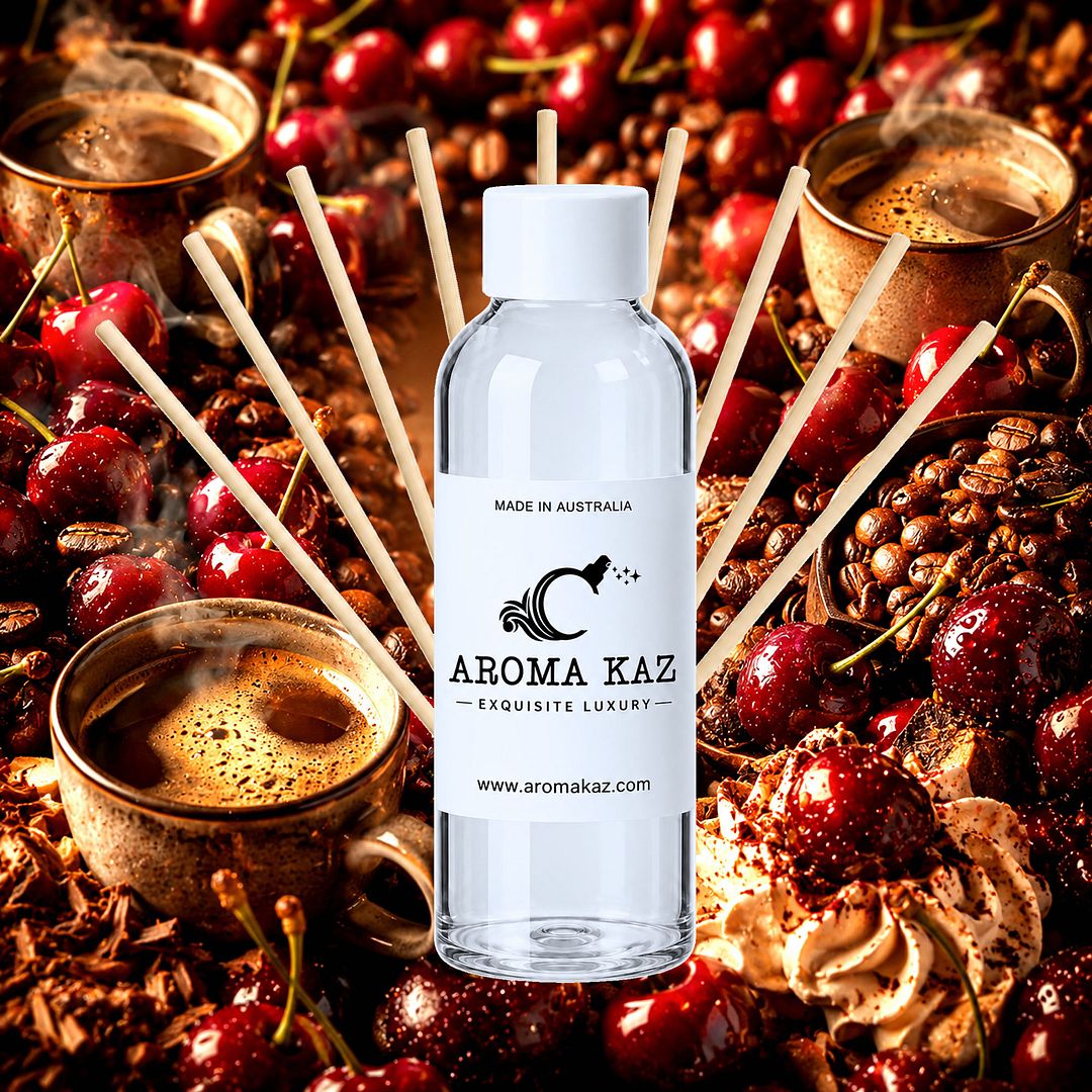 Cherry Coffee Diffuser Fragrance Oil Refill – vegan, cruelty-free featuring bold coffee with sweet cherry notes, handmade in Australia.