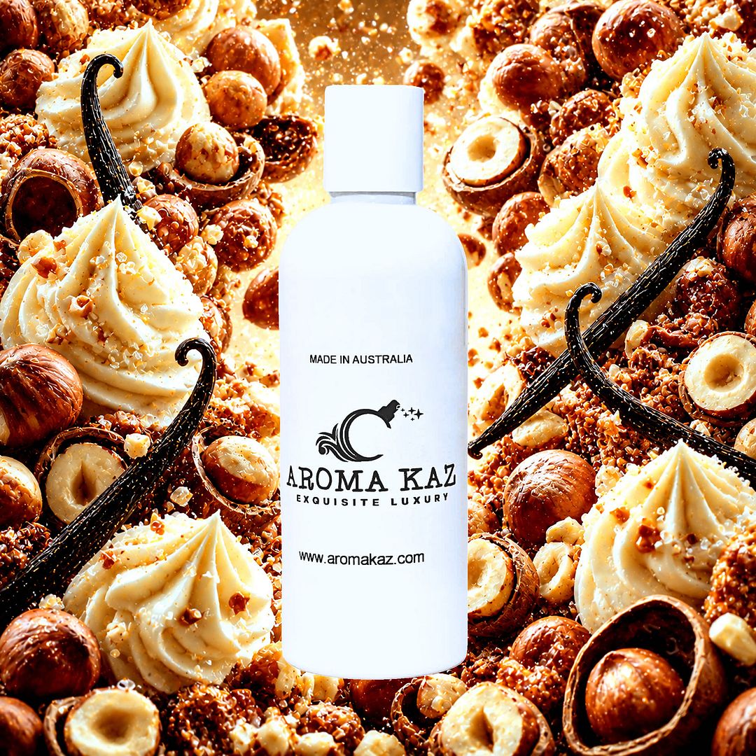 Vanilla Hazelnut Body Wash Shower Gel – vegan, cruelty-free featuring creamy vanilla and roasted hazelnut richness, handmade in Australia.