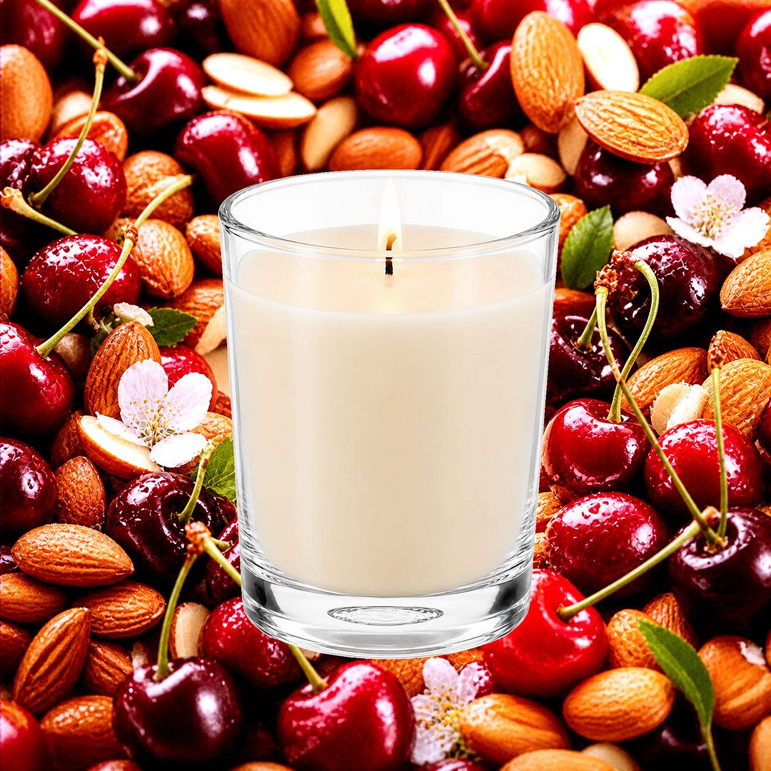Cherry Almond Scented Votive Candles eco soy plant based – vegan, cruelty-free featuring sweet cherry and nutty almond blend, handmade in Australia.