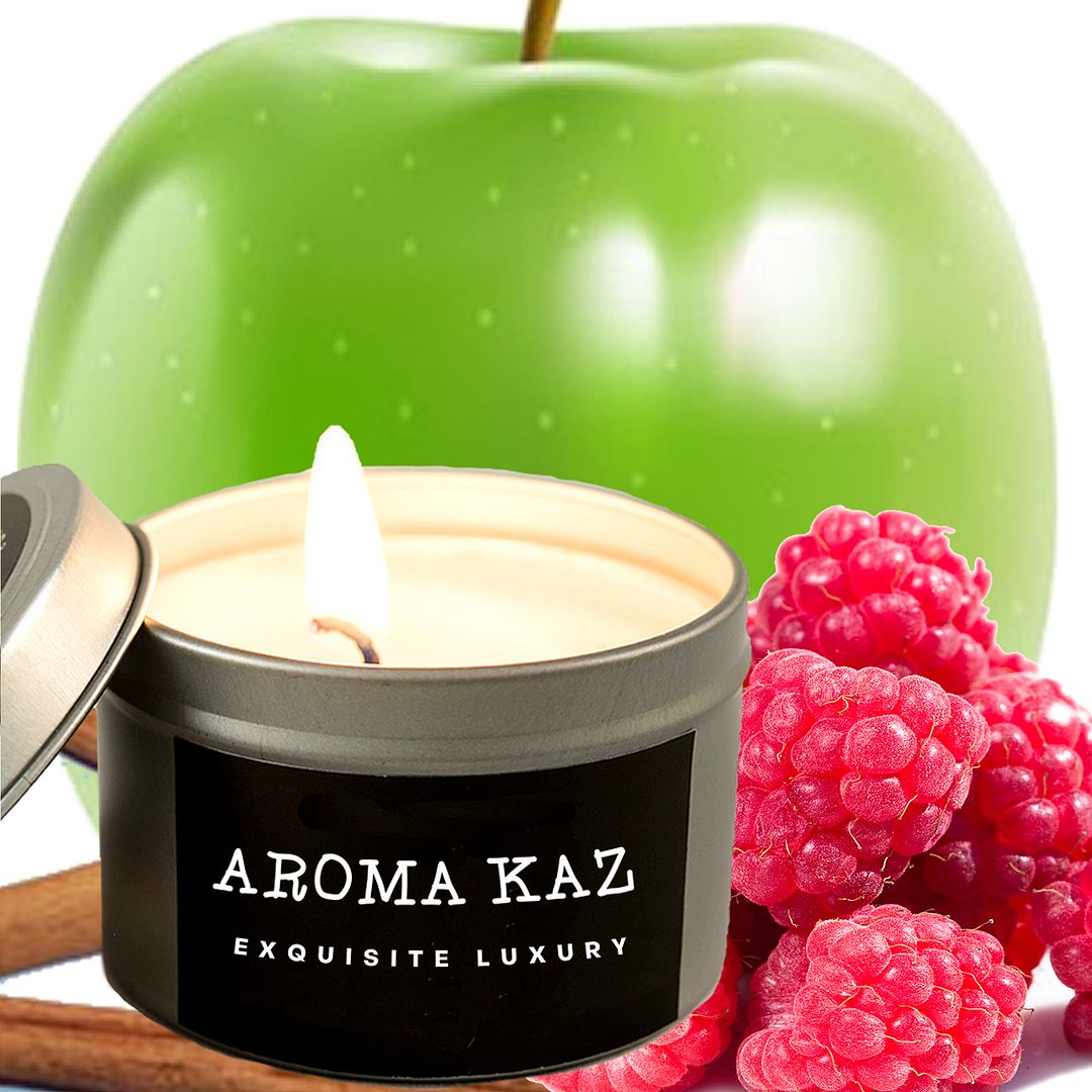 Apple Cinnamon Raspberry Scented Eco Soy Tin Candles Hand Poured