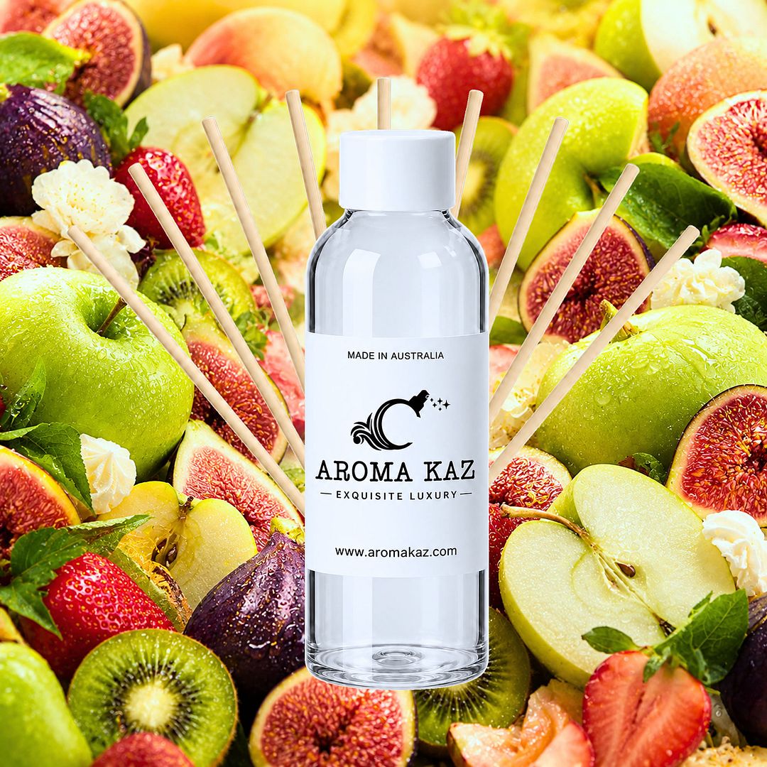Fresh Fig Fatale Diffuser Fragrance Oil Refill – vegan, cruelty-free featuring sensual ripe figs, green apples, fruity kiwi and juicy strawberries, handmade in Australia.