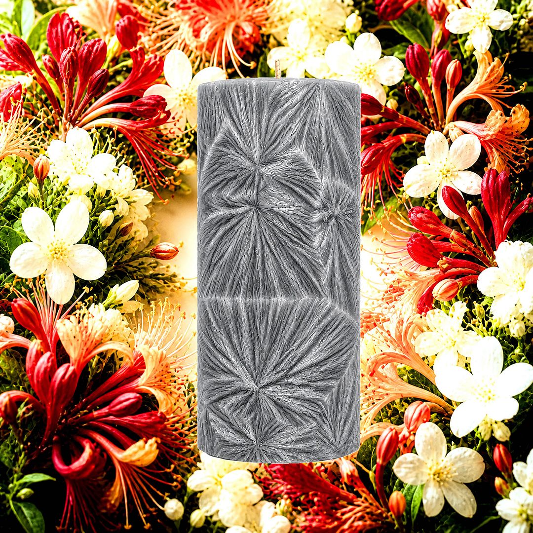Honeysuckle Jasmine plant based Pillar Candle – vegan, cruelty-free featuring lush jasmine and sweet honeysuckle florals, handmade in Australia.