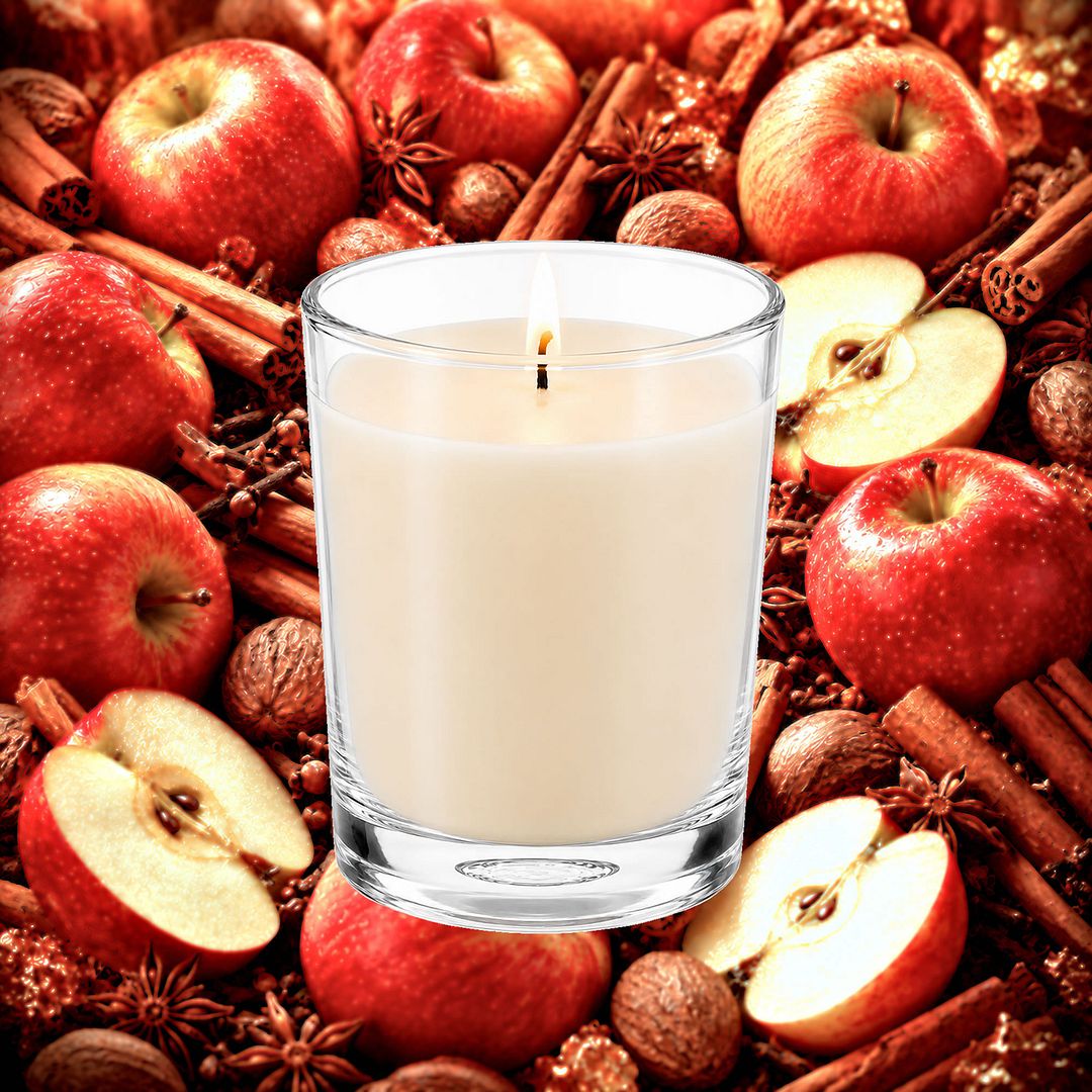 Apple Spice & Cinnamon Scented Votive Candles eco soy plant based – vegan, cruelty-free featuring warm spiced apple aroma, handmade in Australia.