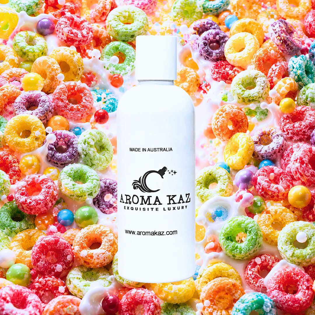 Fruity Rings Cereal Body Wash Shower Gel – vegan, cruelty-free featuring sweet fruity cereal aroma, handmade in Australia.