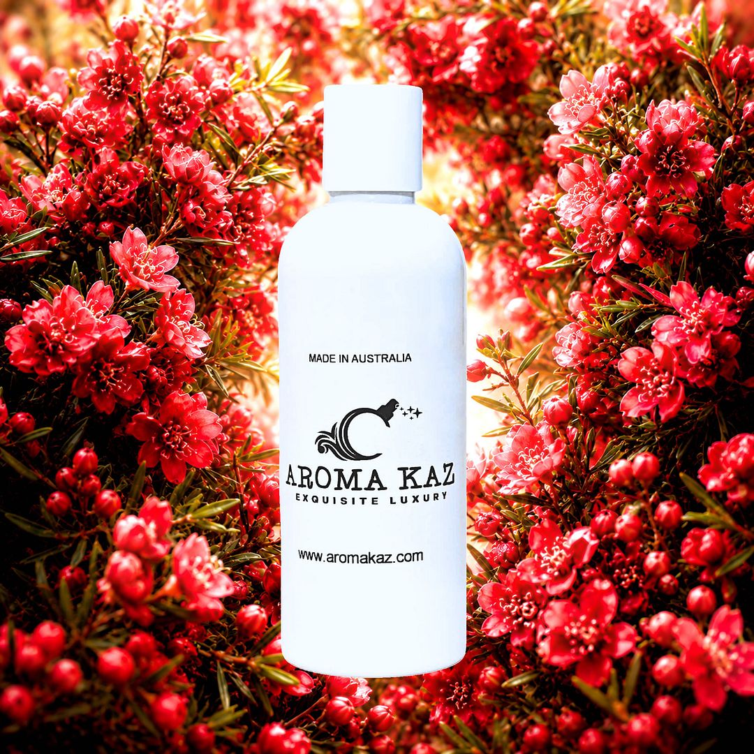 Australian Red Boronia Body Massage Oil – vegan, cruelty-free rich native floral aroma, handmade in Australia.
