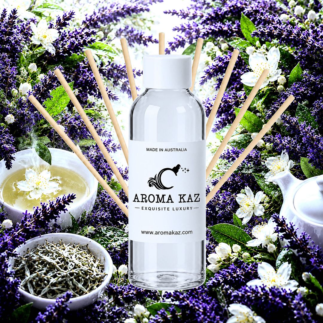 White Tea & Lavender Diffuser Fragrance Oil Refill – vegan, cruelty-free featuring fresh floral lavender and sweetened white tea, handmade in Australia.