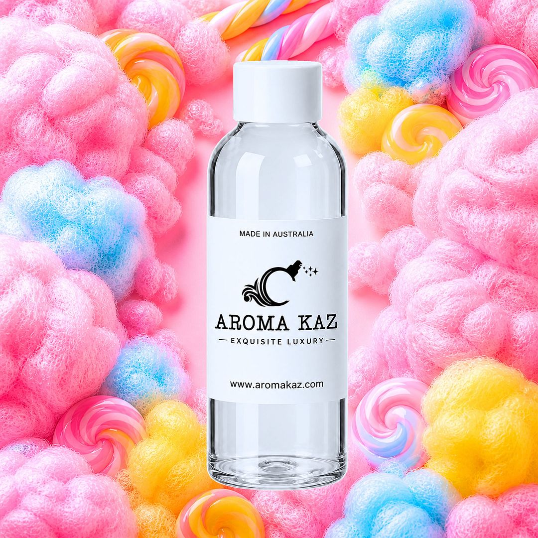 Fairy Floss fragrance oil for candle making, soap making and perfume blending – vegan, cruelty-free featuring sugary cotton candy sweetness, handmade in Australia.