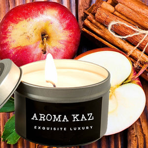 Apple Spice & Cinnamon Scented Eco Soy Tin Candles Hand Poured