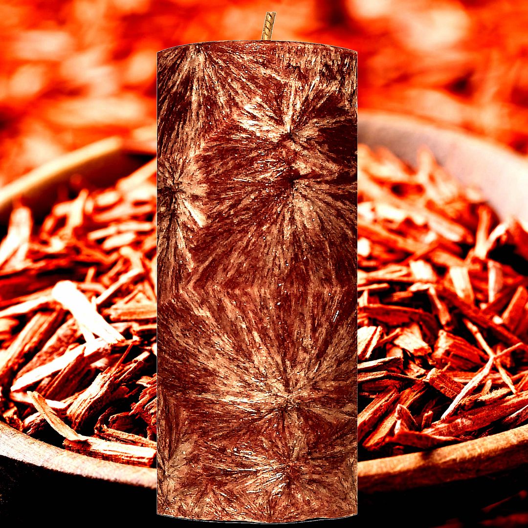 Sandalwood Scented Palm Wax Pillar Candle Hand Poured