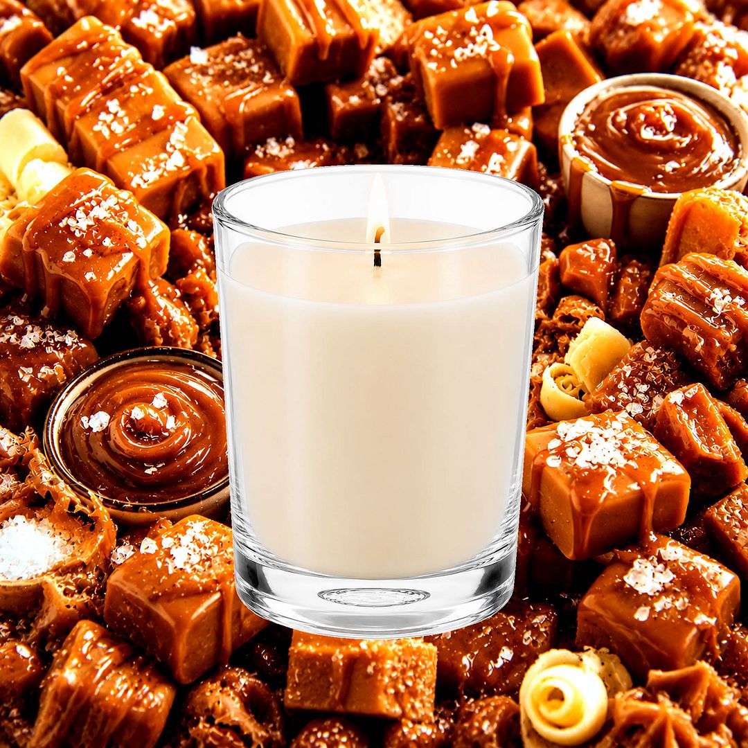 Salted Caramels Scented Votive Candles eco soy plant based – vegan, cruelty-free featuring rich buttery caramel and a touch of sugar salt, handmade in Australia.