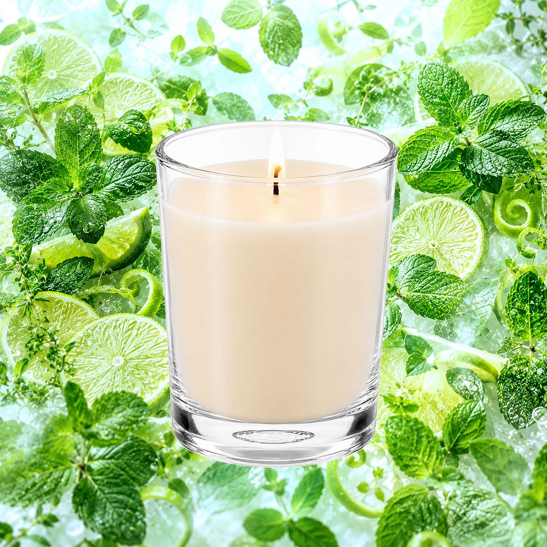 Wild Mint & Citrus Limes Scented Votive Candles eco soy plant based – vegan, cruelty-free featuring fresh mint leaves and zesty citrus lime, handmade in Australia.