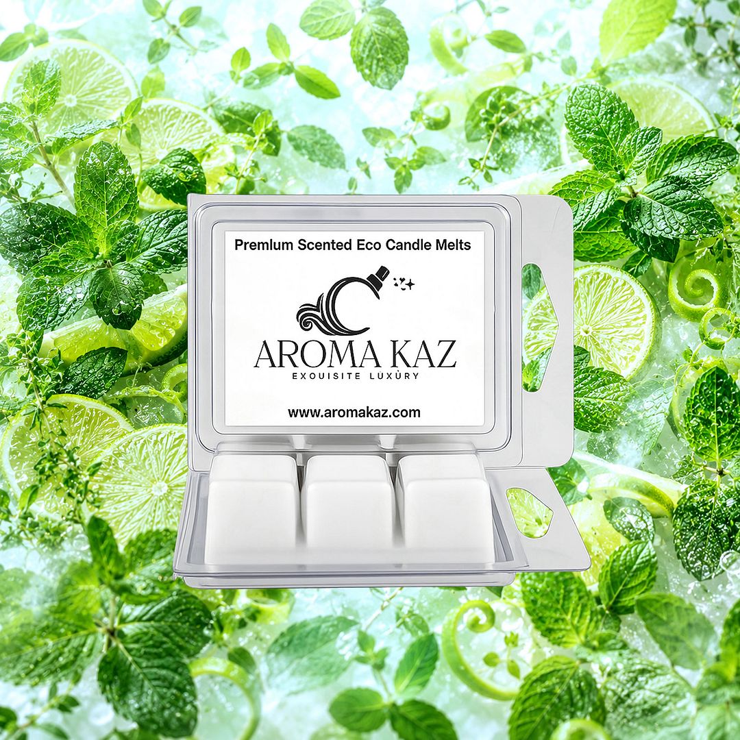Wild Mint & Citrus Limes eco soy wax melts – vegan, cruelty-free featuring fresh mint leaves and zesty citrus lime, handmade in Australia.