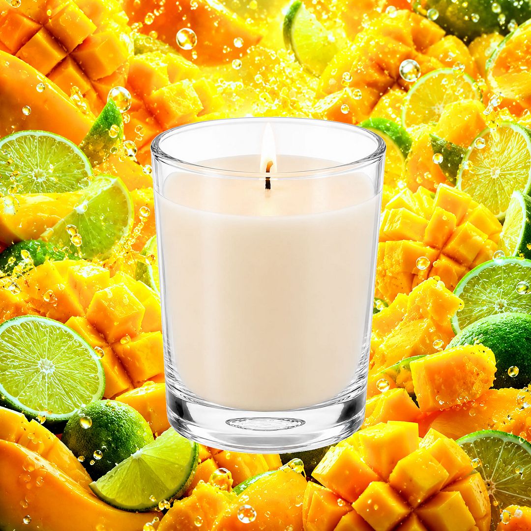 Thai Lime & Mango Scented Votive Candles eco soy plant based – vegan, cruelty-free featuring juicy mango and bright zesty lime, handmade in Australia.