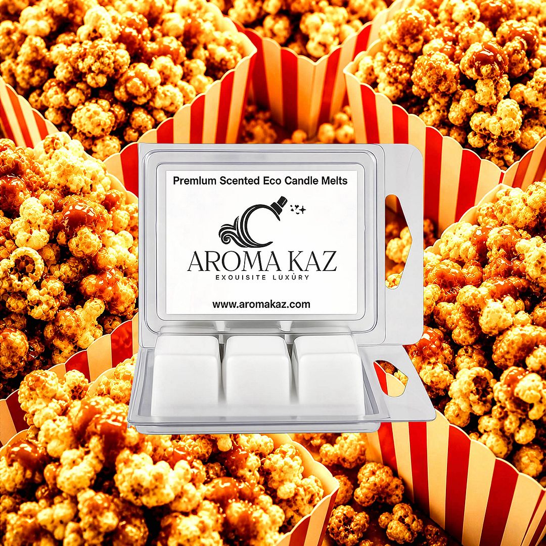 Caramel Popcorn eco soy wax melts – vegan, cruelty-free featuring buttery caramel popcorn aroma, handmade in Australia.