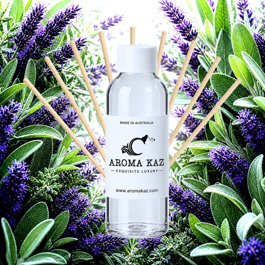 Lavender & Wild Sage Diffuser Fragrance Oil Refill – vegan, cruelty-free featuring floral fresh lavender and herbal sage, handmade in Australia.