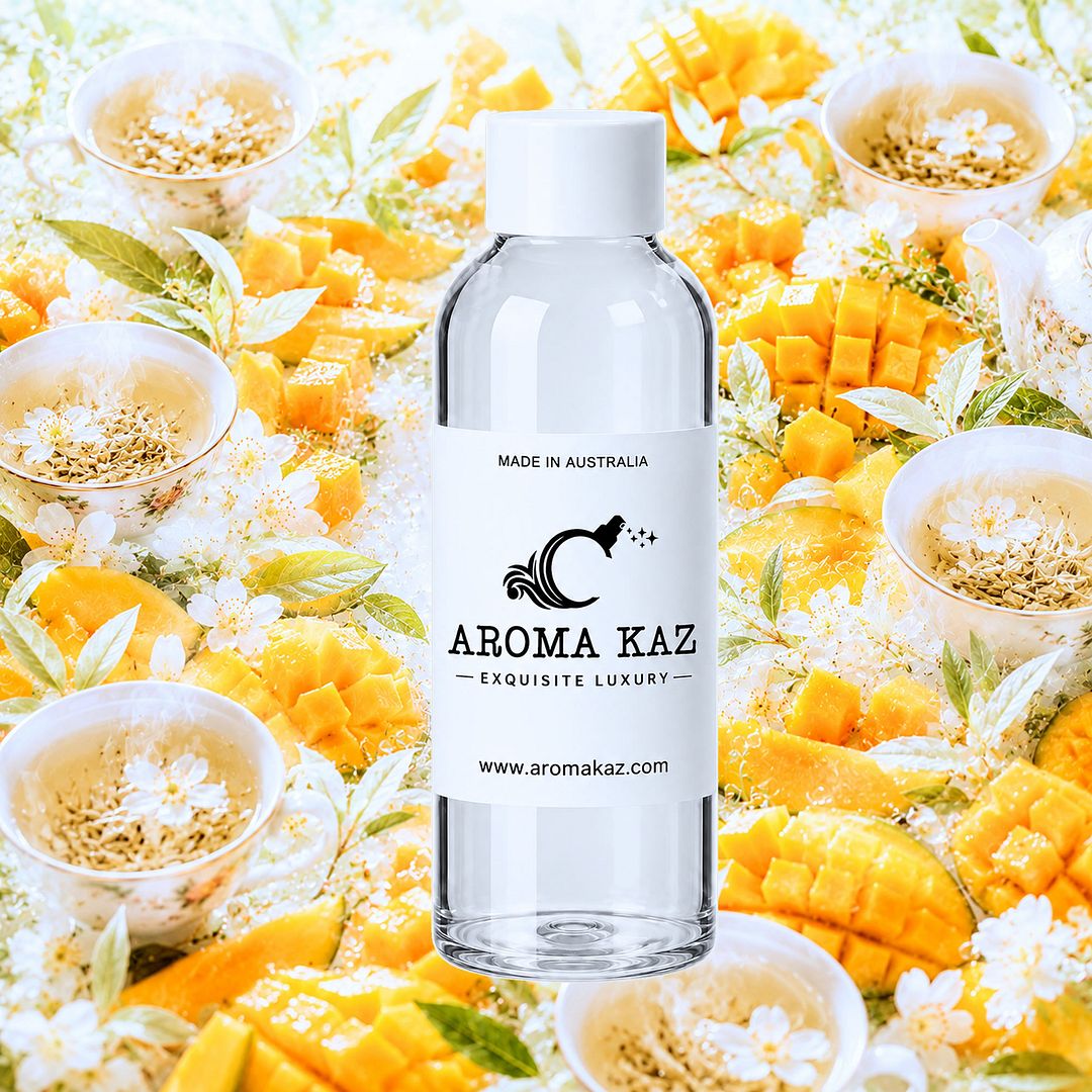 White Tea & Mango fragrance oil for candle making, soap making and perfume blending – vegan, cruelty-free featuring juicy mango and sweet white tea notes, handmade in Australia.