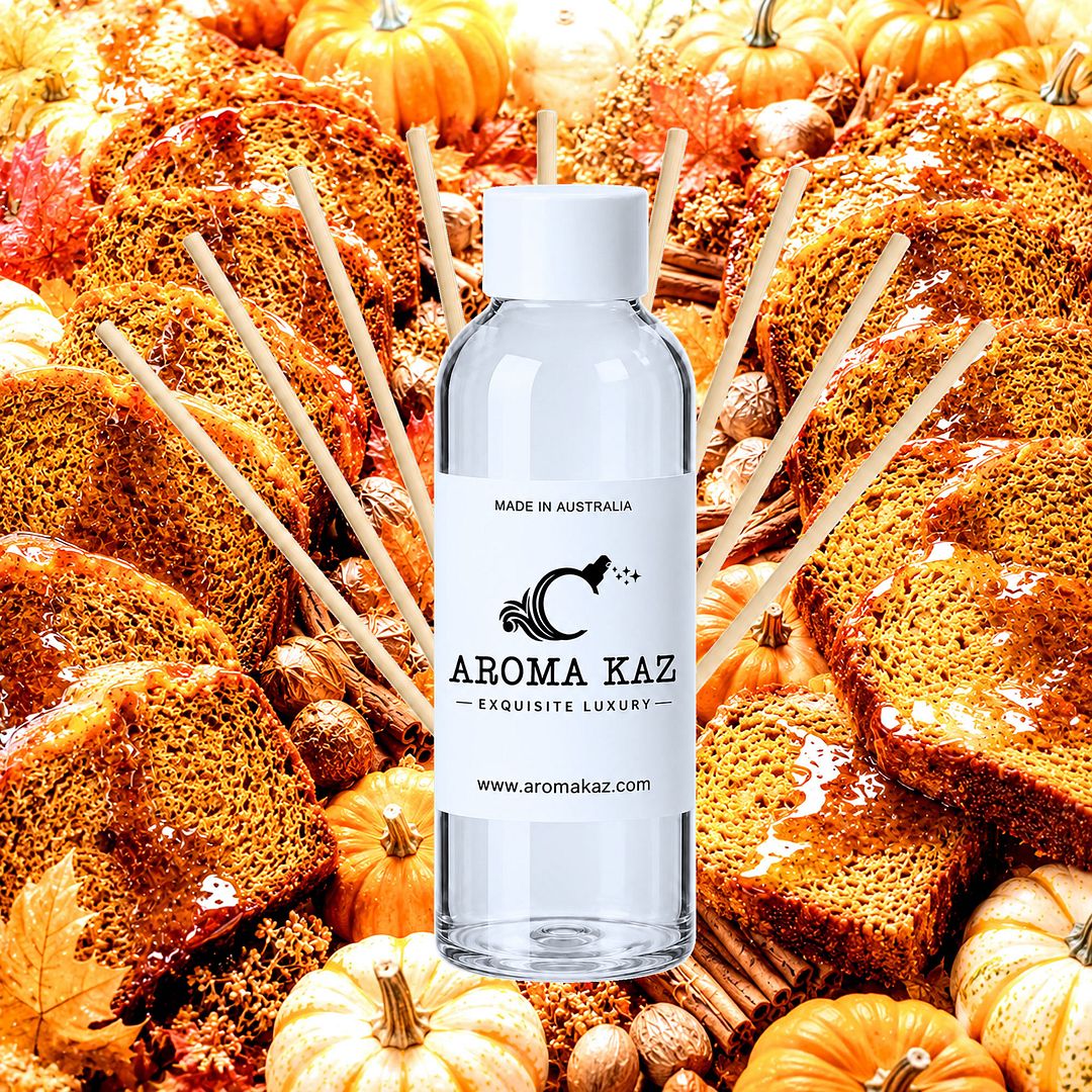 Maple Pumpkin Bread Diffuser Fragrance Oil Refill – vegan, cruelty-free featuring spiced pumpkin bread, nutmeg, allspice and sweet maple syrup, handmade in Australia.