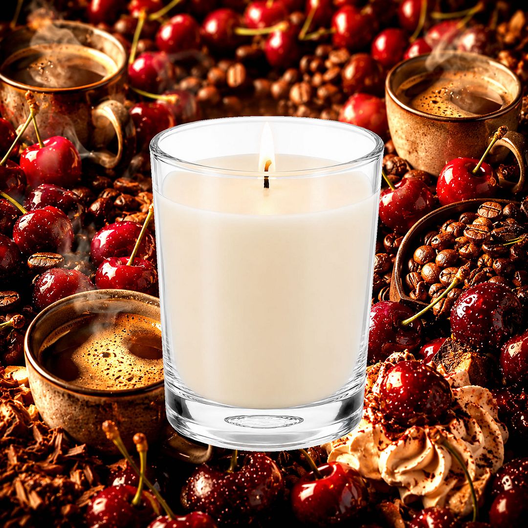 Cherry Coffee Scented Votive Candles eco soy plant based – vegan, cruelty-free featuring bold coffee with sweet cherry notes, handmade in Australia.