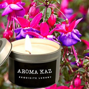 Fuchsia & Honeysuckle Scented Eco Soy Tin Candles Hand Poured