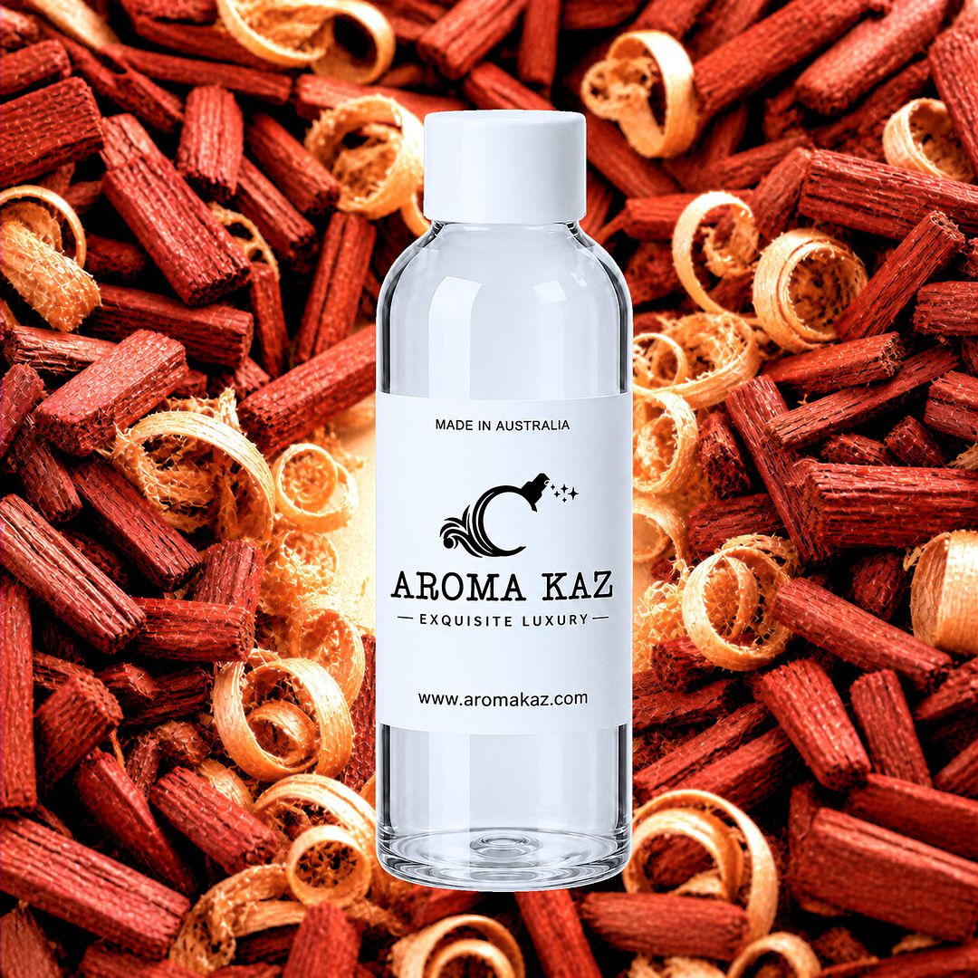 Australian Sandalwood fragrance oil for candle making, soap making and perfume blending – vegan, cruelty-free featuring warm woody sandalwood aroma, handmade in Australia.