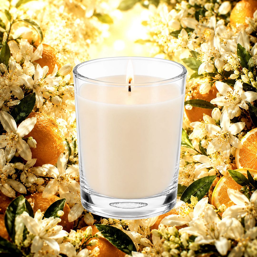 Fleur Ambree Scented Votive Candles eco soy plant based – vegan, cruelty-free featuring ambered neroli and bright orange geranium florals, handmade in Australia.