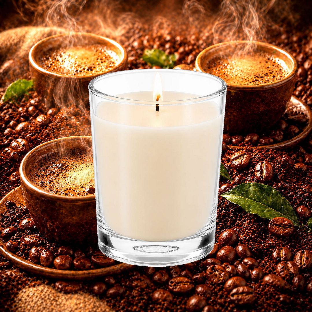 Fresh Coffee Scented Votive Candles eco soy plant based – vegan, cruelty-free featuring bold roasted coffee aroma, handmade in Australia.
