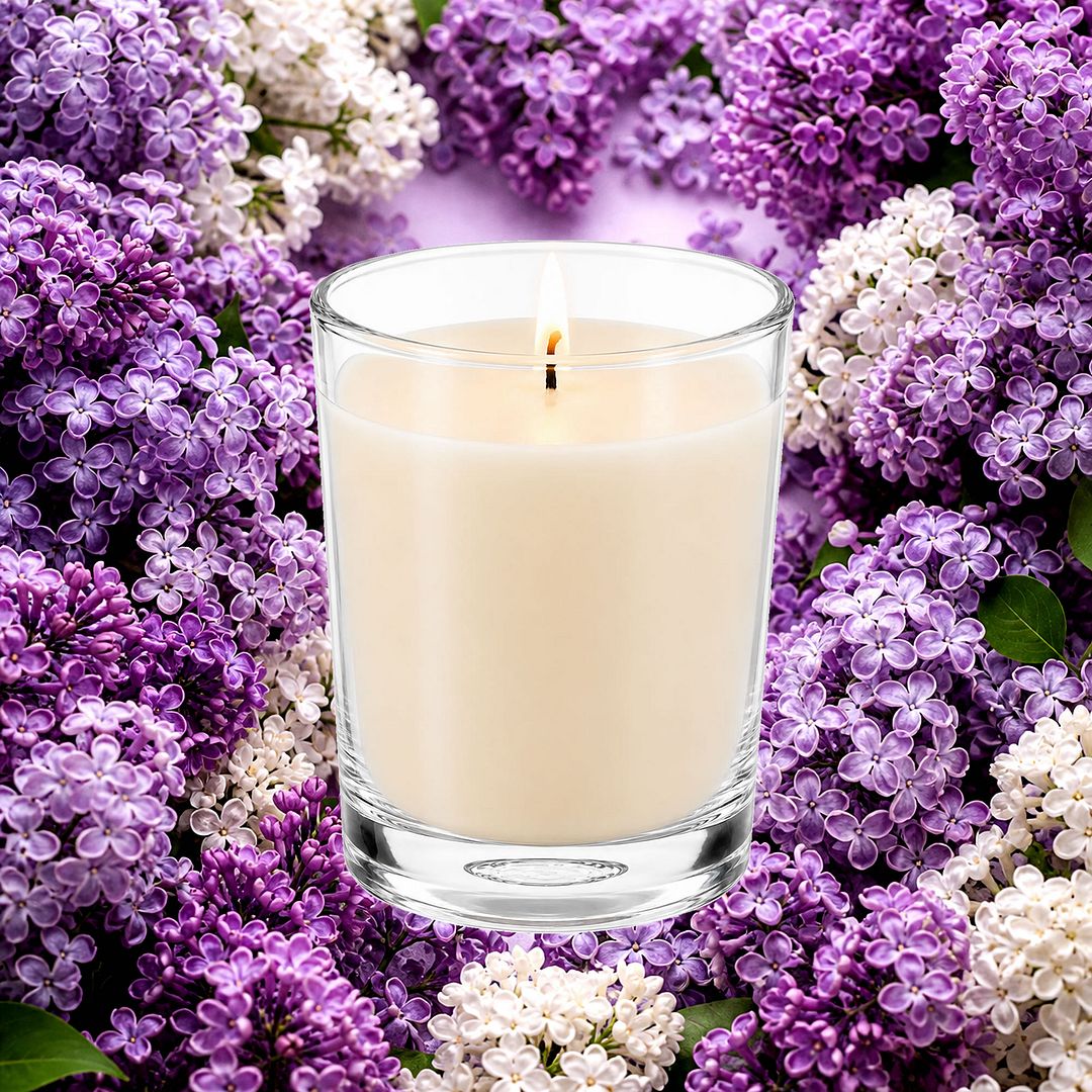 Fresh Lilac Scented Votive Candles eco soy plant based – vegan, cruelty-free featuring romantic lilac blossoms, handmade in Australia.