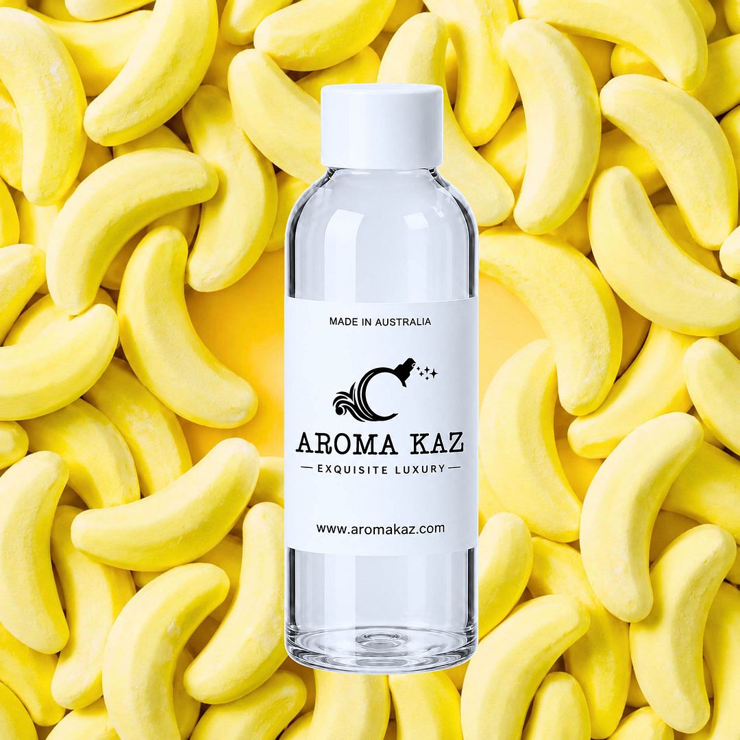 Banana Lollies fragrance oil for candle making, soap making and perfume blending – vegan, cruelty-free featuring sweet candy banana aroma, handmade in Australia.