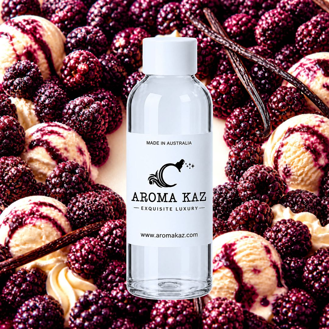 Blackberry Ice Cream fragrance oil for candle making, soap making and perfume blending – vegan, cruelty-free featuring creamy blackberry dessert fragrance, handmade in Australia.
