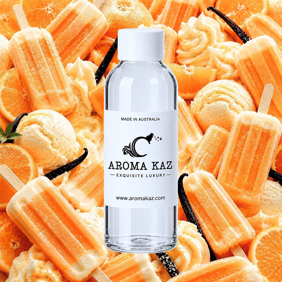 Orange Vanilla fragrance oil for candle making, soap making and perfume blending – vegan, cruelty-free featuring sweet orange citrus and creamy vanilla, handmade in Australia.
