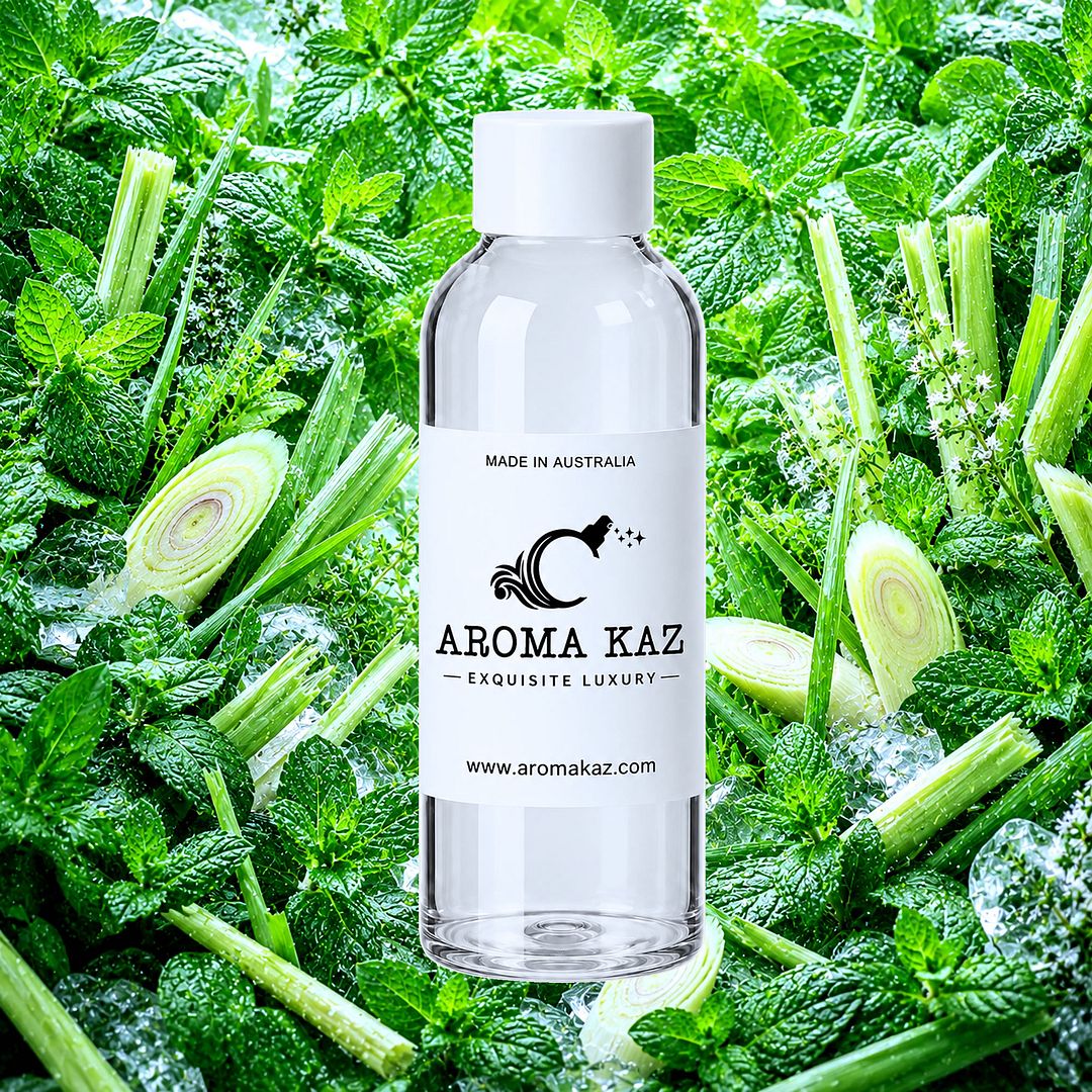 Lemongrass & Wild Mint fragrance oil for candle making, soap making and perfume blending – vegan, cruelty-free featuring cool wild mint and uplifting lemongrass, handmade in Australia.