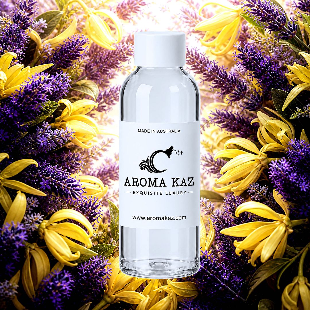Lavender & Ylang Ylang fragrance oil for candle making, soap making and perfume blending – vegan, cruelty-free featuring floral lavender and sensual exotic ylang ylang, handmade in Australia.